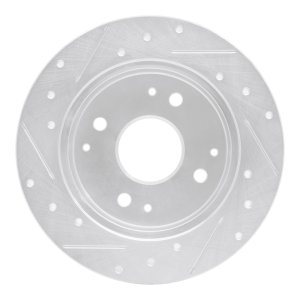 Acura CL Brake Rotor (1) - Rear Right - R1 Concepts - Drilled & Slotted - Silver - `98-`02